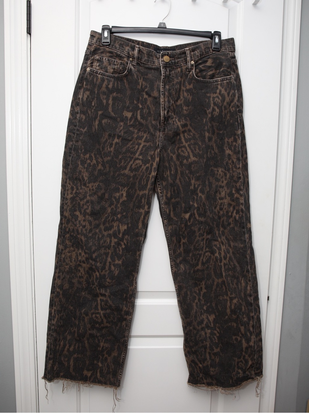 All Saints Brown and Black Leopard-Print Relaxed Jeans